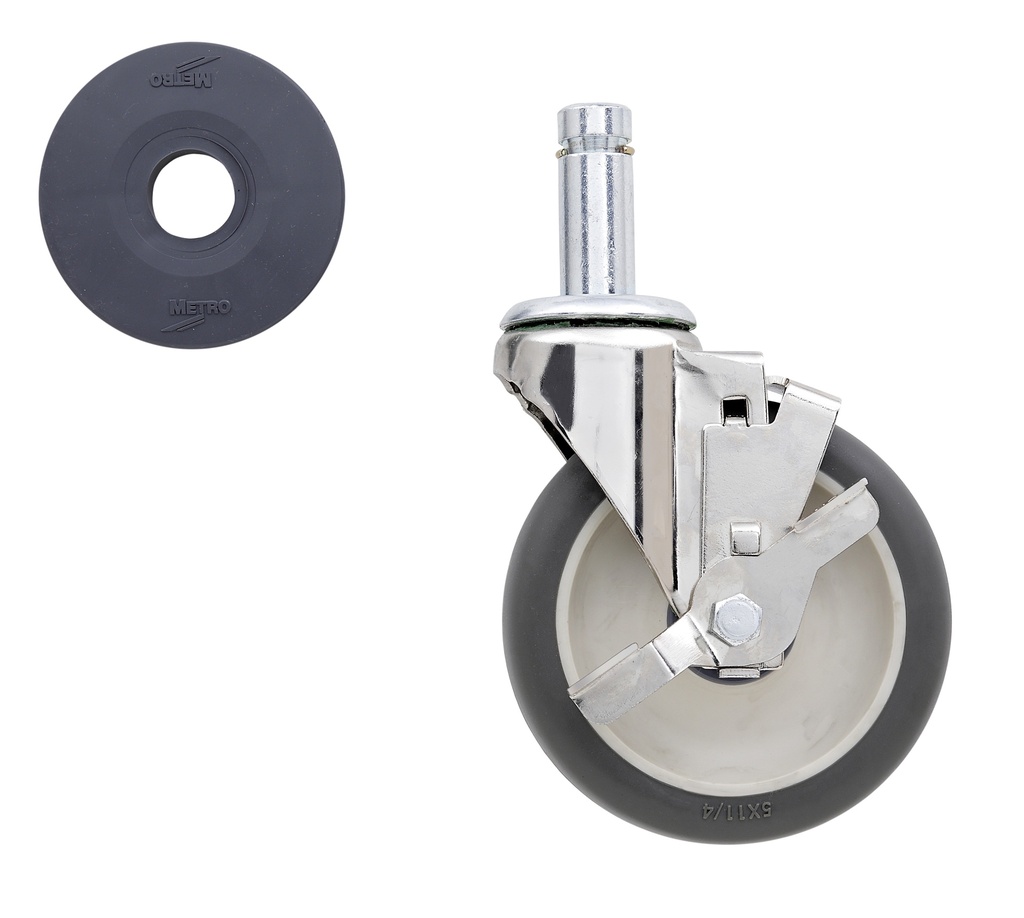 Metro 5MPB 5" Polyurethane Swivel/Brake Stem Caster for Super Erecta Industrial Wire Shelving Racks