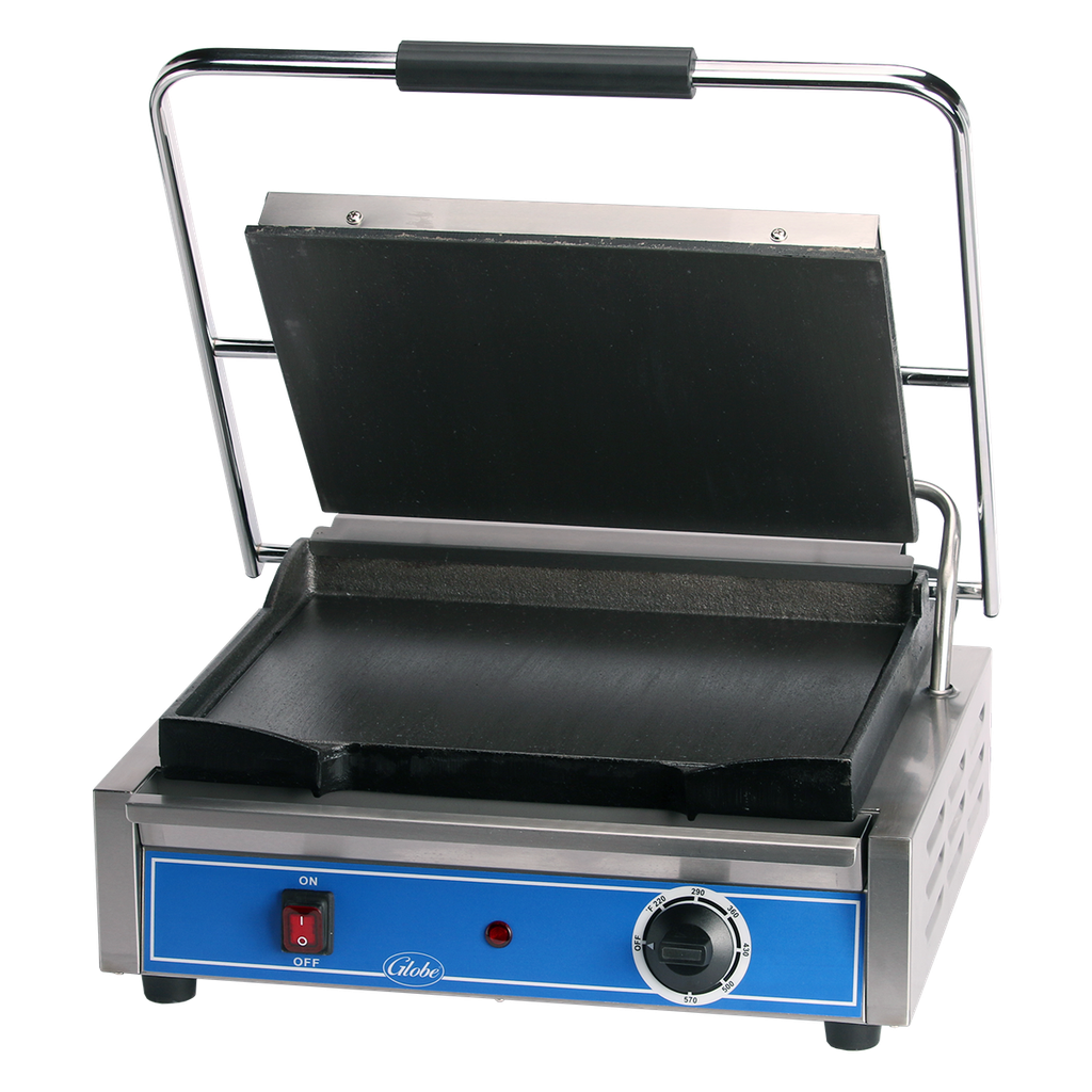Globe GSG1410 Single Panini Sandwich Grill with Smooth Plates