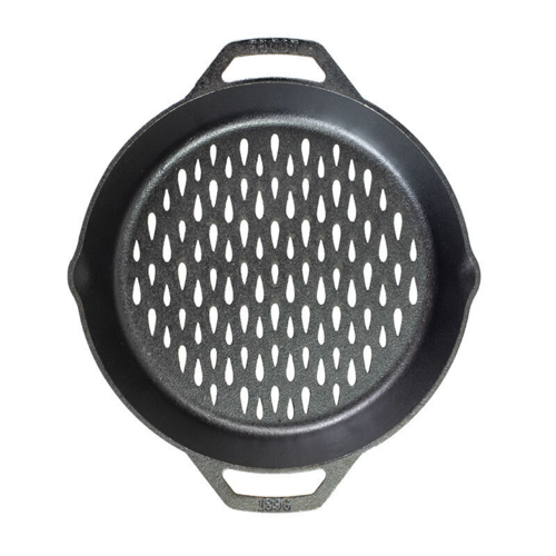 Lodge Cast Iron L10GBL Grill Basket 12 Inch Dual Handled Induction Campfire Oven Safe Made in USA