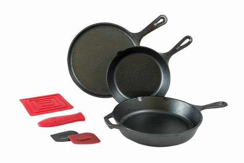 Lodge Cast Iron L6SPB41 Essential Skillet Set 6 Piece Cookware for Versatile Cooking