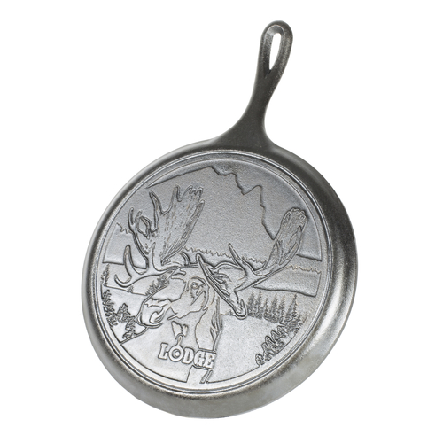 Lodge Cast Iron L9OGWLMO Wildlife Series Skillet Moose Scene 10.5 Inch Round Made in USA