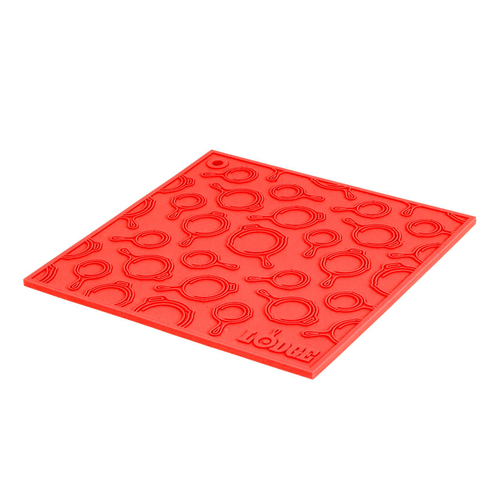 Lodge Cast Iron AS7SKT41 Red Silicone Trivet 7 Inch Square Heat Protection Dishwasher Safe BPA Free