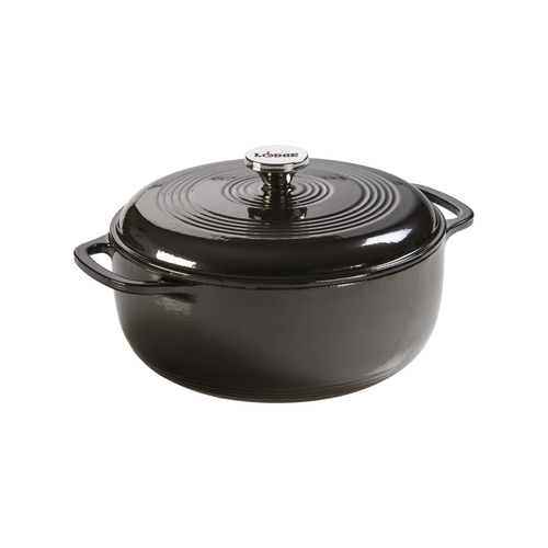 Lodge Cast Iron EC6D18 Dutch Oven 6 Quart Midnight Chrome Enameled Cookware