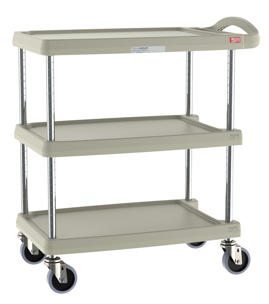 Metro MY1627-34G myCart Series 3-Shelf Utility Cart, Gray, 16" x 27"