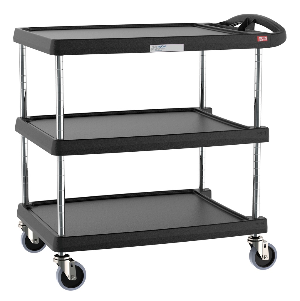 Metro MY2030-34BL myCart Series 3-Shelf Utility Cart, Black, 20" x 30"
