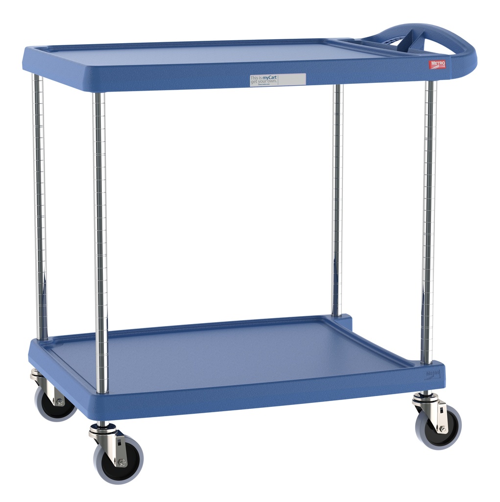 Metro MY2030-24BU myCart Series 2-Shelf Utility Cart with Microban, Blue, 20" x 30"
