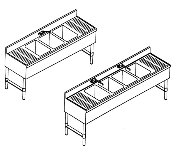 4 Compartment HD All Stainless 72"Deli-C-Store Sink w 2 DB & Fau