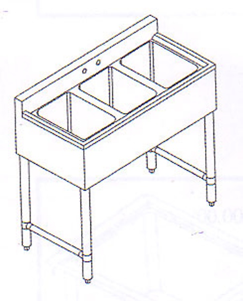 3 Compartment HD All Stainless 39" Bar Sink & FREE Faucet