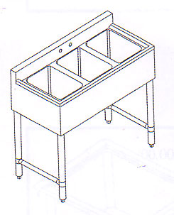 3 Compartment HD All Stainless 39" Bar Sink & FREE Faucet