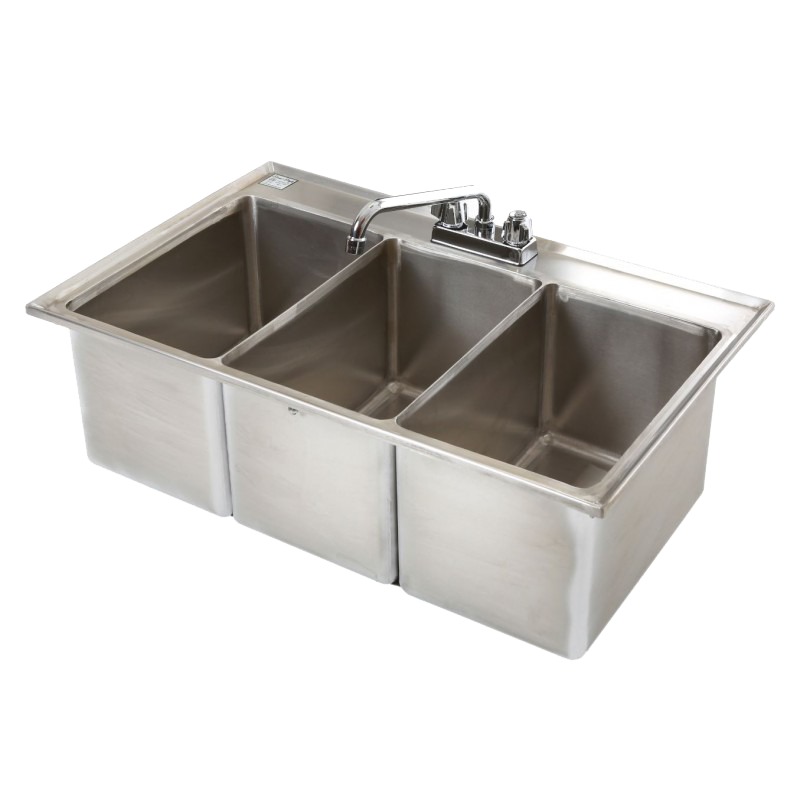 Complete All Stainless Drop-In Bar Sink-3 well w Free 10" Faucet