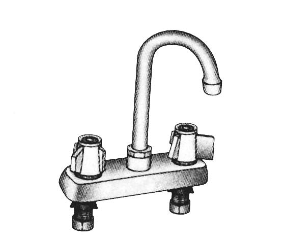 4" Center Deck Mount w/Goose-neck spout (Hand Sink)