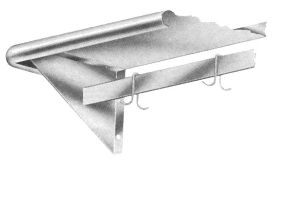 Commercial Stainless Steel Shelf w/pot rack - 14"x36"L