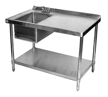 All Stainless Table with Bowl on Left 30x48 w Free Faucet