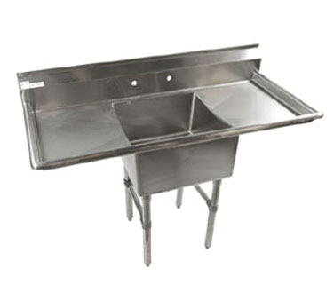 Economy Stainless 1 Well 16x20 Sink w (2) 18" drainboards