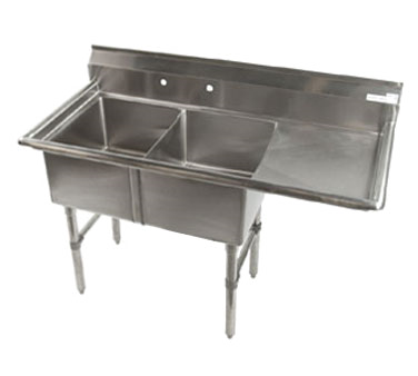 Economy Stainless 2 compartment 16x20 Sink w18"Drain Board Right