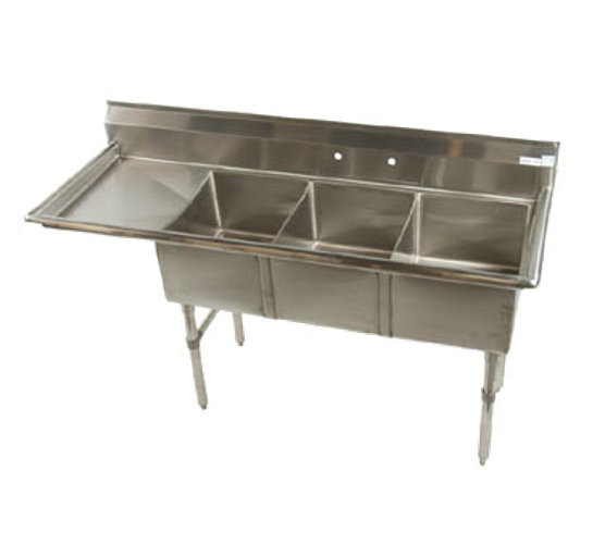 Economy 3 compartment Stainless 16x20 Sink w 18"DB on Left