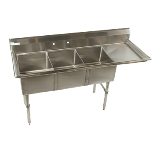 Economy 3 compartment Stainless 16x20 Sink w 18" DB on Right