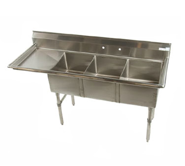 Economy 3 compartment Stainless 16x20 Sink w 24" DB on Left