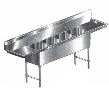 Heavy Duty All Stainless 4 compartment Sink w (2) 18" Drain Boar