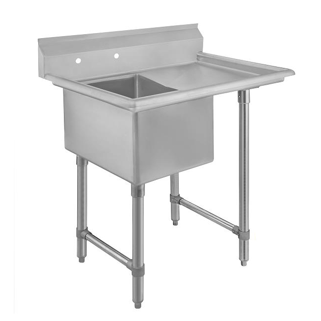 Elite All Stainless 1 Bowl 24x24 Sink W 18" Drain Board R