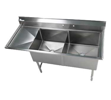 Elite All Stainless 2 Bowl 24x24 Sink With 18" Drain Board Left