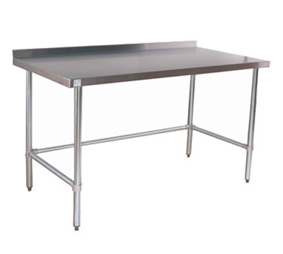 All Stainless Steel Open Base Work Table w 2" Backsplash 30x30
