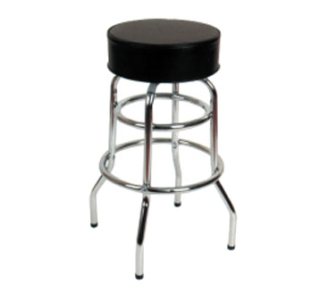Commercial Double Ring Bar Stool with Black Swivel Round Seat