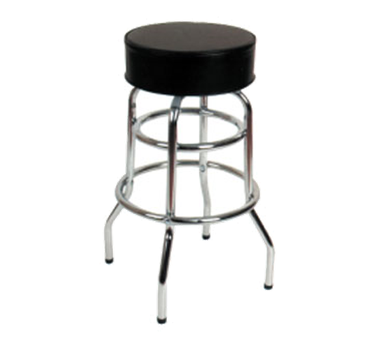 Commercial Double Ring Bar Stool with Black Swivel Round Seat
