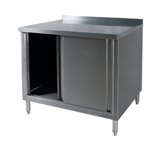 Klinger's 2" Back Splash Work Table Cabinet With Sliding Doors 30" x 60"