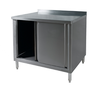 2" Back Splash Work Table Cabinet With Sliding Doors 30x72