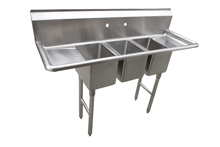 3 Compartment Stainless Economy C-Store Sink w (2) 18" DB