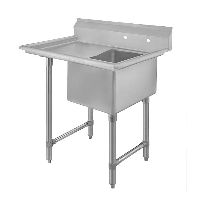 Elite All Stainless 1 Bowl 24X24 Sink W 18" Drain Board L