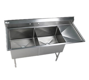 Elite All Stainless 2 Bowl 24x24 Sink With 18" Drain Board Right