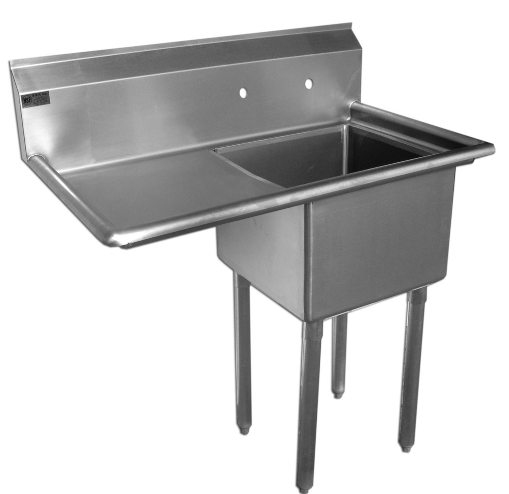 Economy Stainless 1 Well 24x24 Sink w 24" Drain Board L