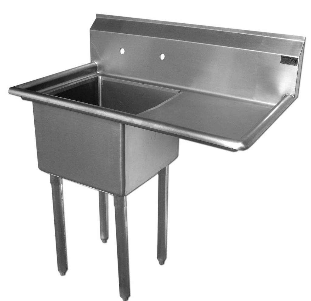 Economy Stainless 1 Well 24x24 Sink w 24" Drain Board R