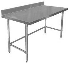 Economy Stainless Open Base Work Table w 4" Backsplash 30x36