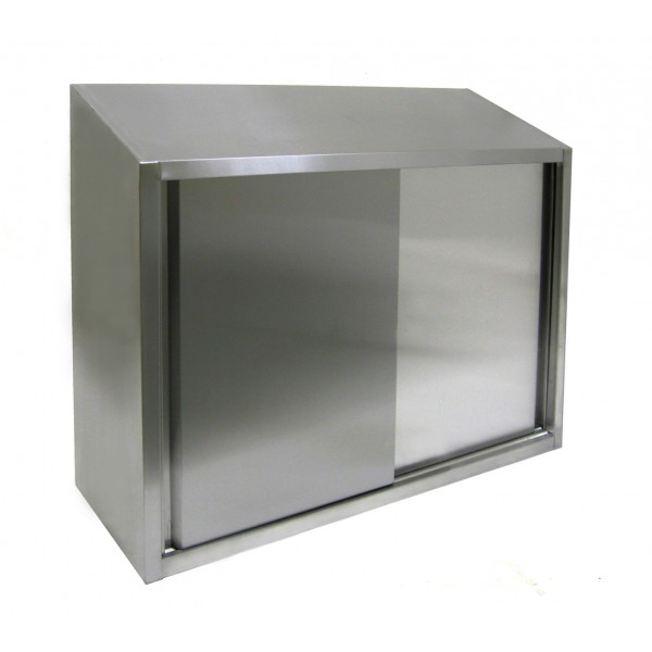 All Stainless Steel Wall Cabinet w Sliding Doors 15x48