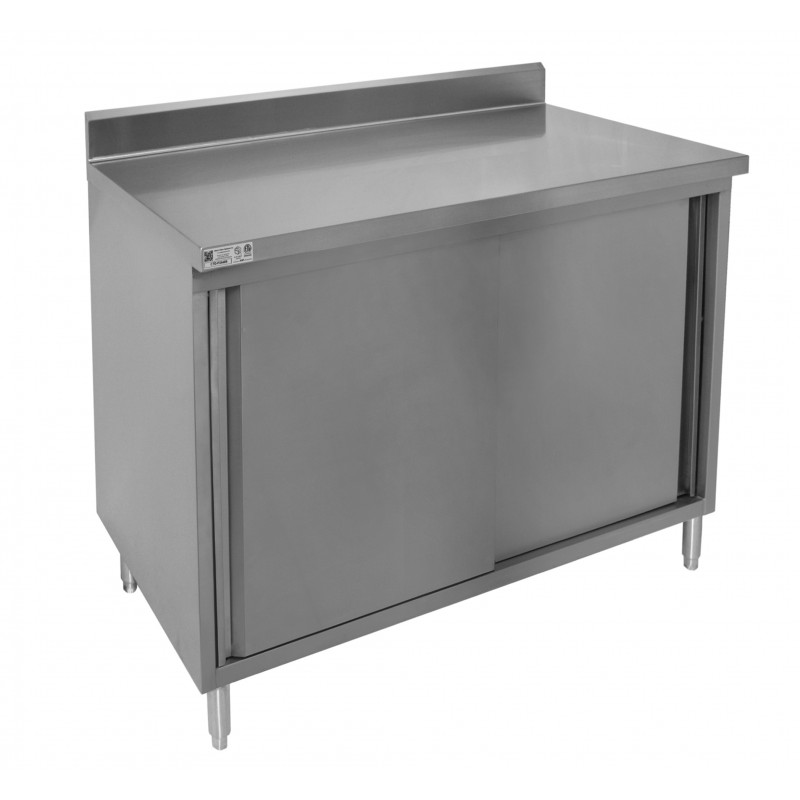 4"Back Splash Work Table Cabinet With Sliding Doors 30x36