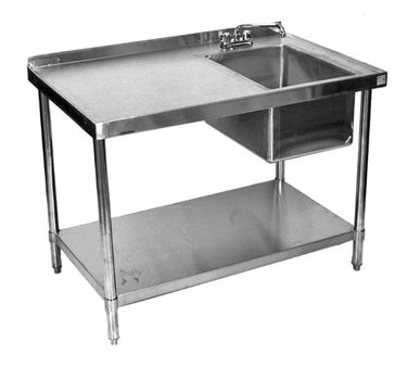All Stainless Table with Bowl on Right 30x48 w Free Faucet