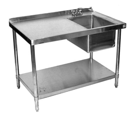 All Stainless Table with Bowl on Right 30x60 w Free Faucet