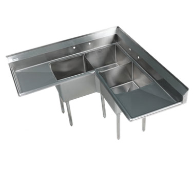Economy Stainless 3 Bowl 18x18 Corner Sink w (2) 18" DB's
