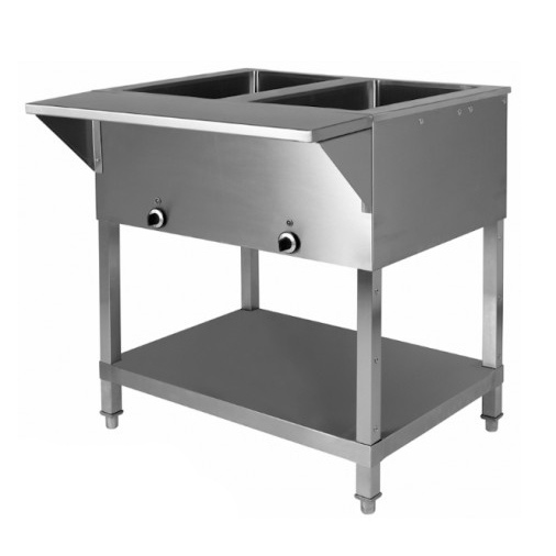 2 Bay Sealed Well Electric Steam Table w Manifold Drain Assembly