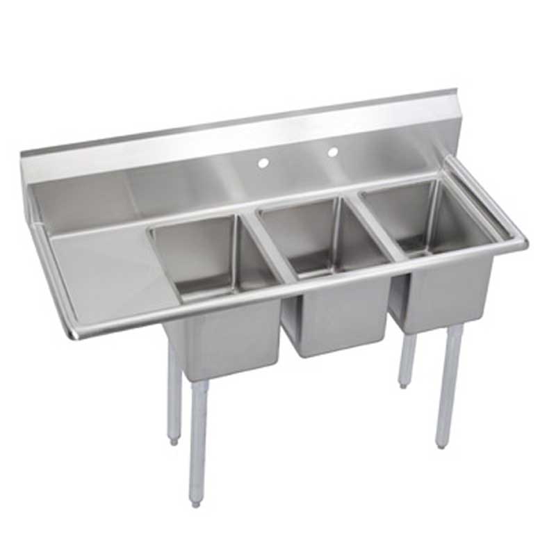 3 Compartment Stainless Heavy Duty C-Store-Deli Sink DB Left
