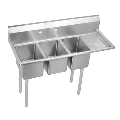 3 Compartment Stainless Heavy Duty C-Store-Deli Sink DB Right