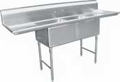 Heavy Duty 2 Compartment All Stainless 24x24 Sink w 2 24" DB