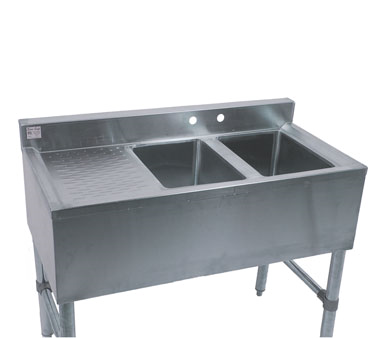 2 Compartment All Stainless 37" Bar Sink DB L & FREE Faucet