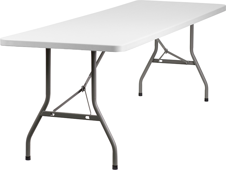 Rectangular 30''W x 96''L Granite White Plastic Bi-Fold Folding