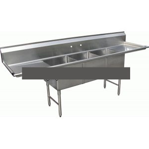 Economy 3 compartment Stainless 18x18 Sink w (2) 18" DB