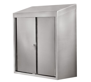 All Stainless Steel Wall Cabinet w Lockable Sliding Doors 15x48