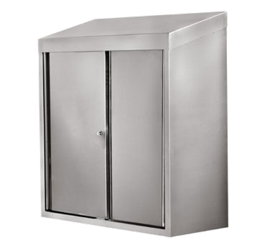 All Stainless Steel Wall Cabinet w Lockable Sliding Doors 15x60